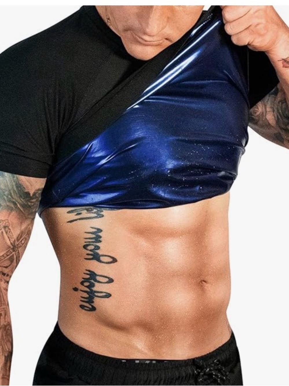 Men's Glossy Navy Short Sleeve Athletic Tee
